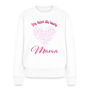 Muttertag - Ich habe die beste Mama -Aquarell Herz - Frauen Premium Bio Pullover - Weiß - Vorne - Julia (174cm)