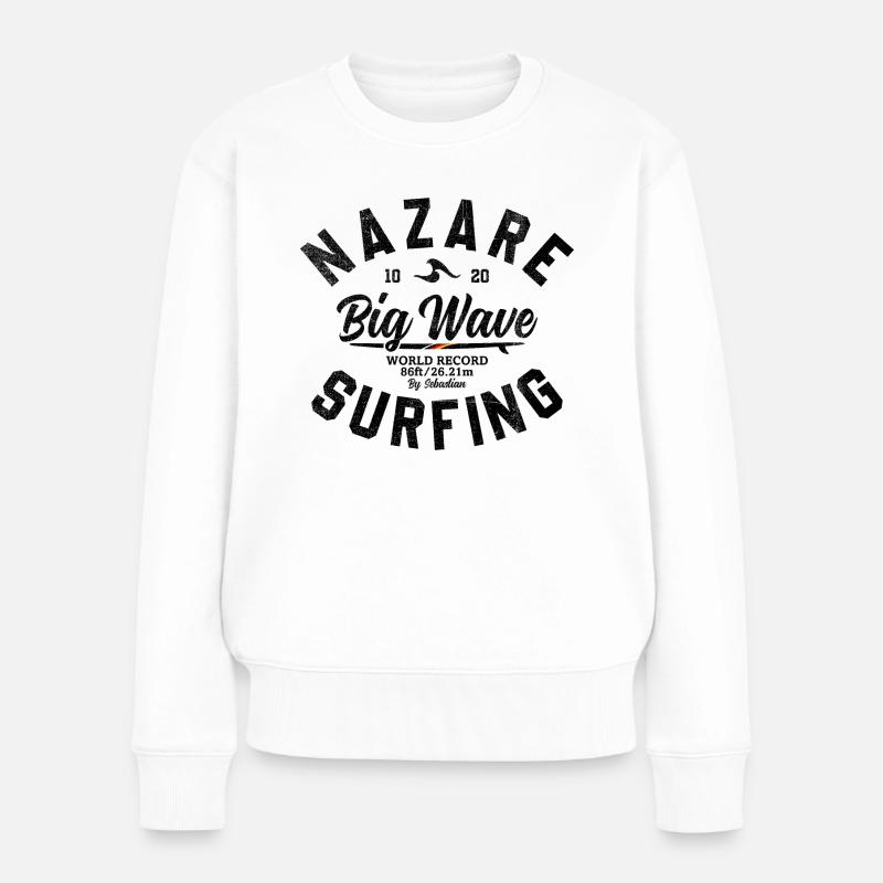 NAZARE BIG WAVE WORLD RECORD - Frauen Premium Bio Pullover - Weiß