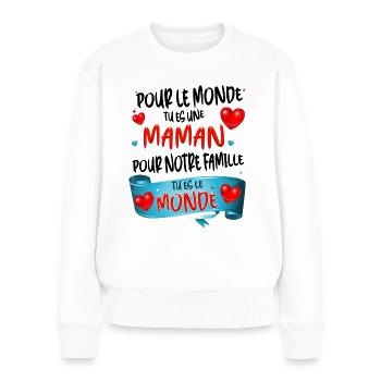 Super Maman Fête des Mères Amour - Pull Premium bio Femme - blanc - Devant - Julia (174cm)