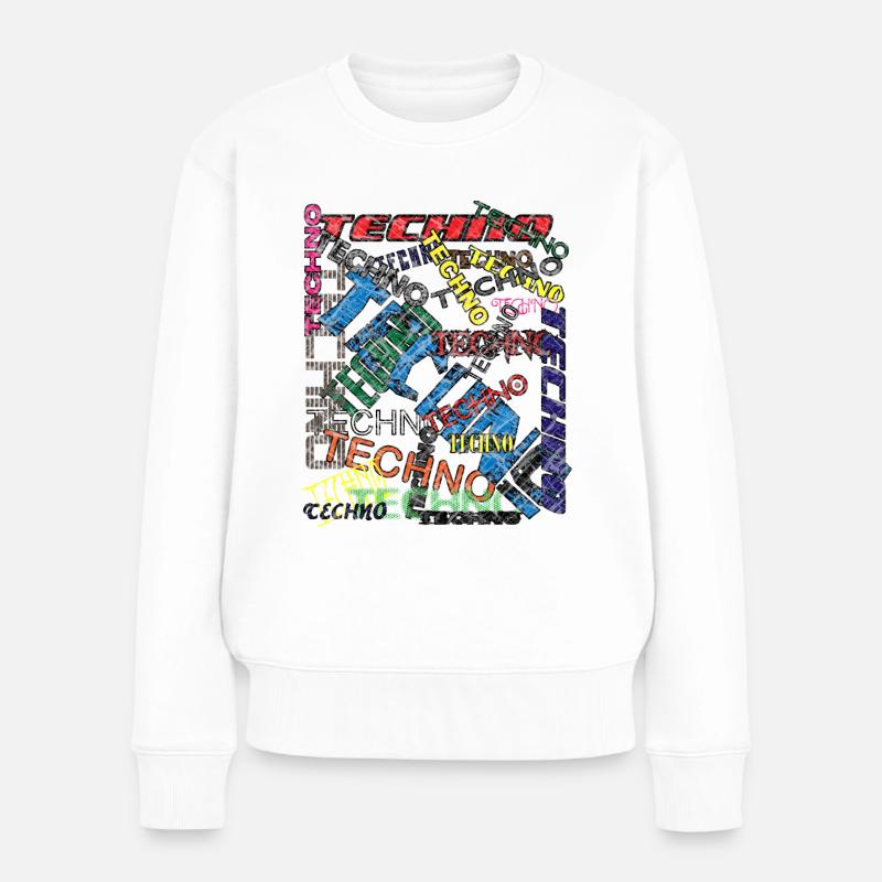 Techno Techno Techno | Wir lieben Techno - Frauen Premium Bio Pullover - Weiß