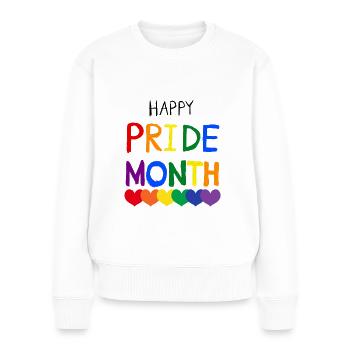 Joyeux Mois de la fierté Rainbow Pride - Pull Premium bio Femme - blanc - Devant - Julia (174cm)