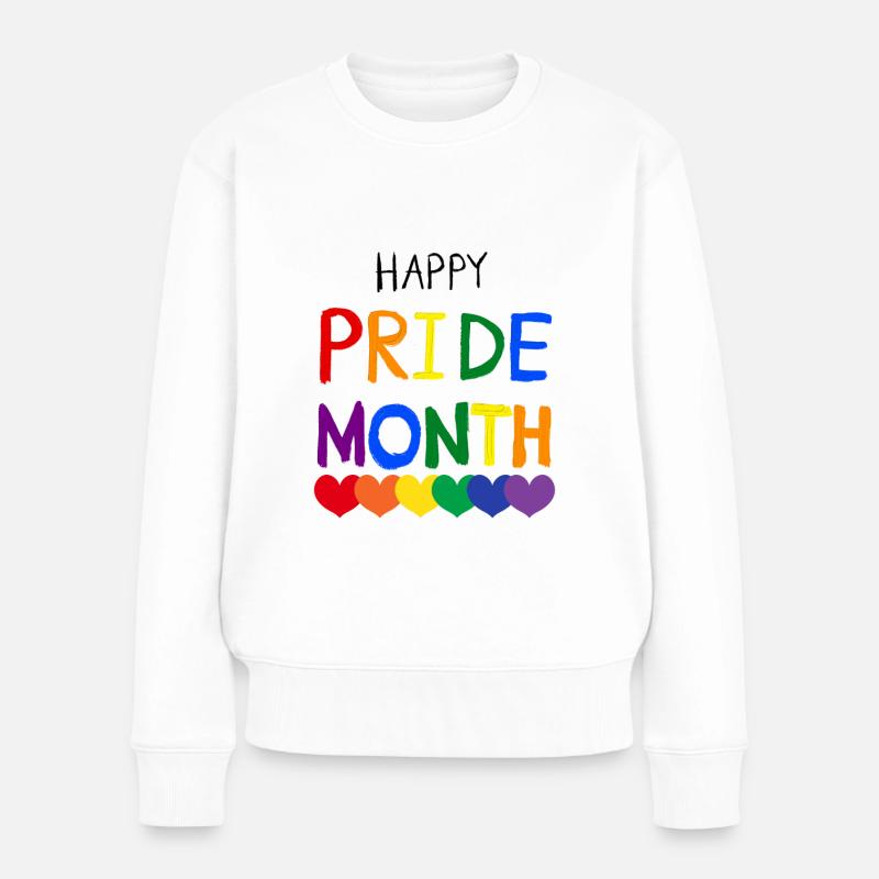 Happy Pride Month Regenbogen Pride - Frauen Premium Bio Pullover - Weiß