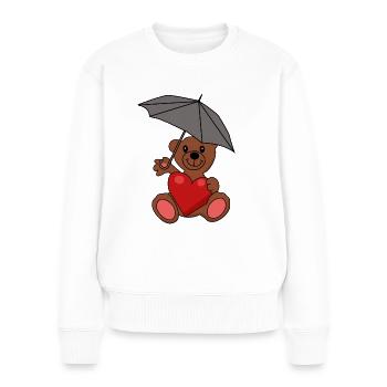 Teddy Bear in Love Heart Umbrella Romance - Women's Premium Organic Jumper - white - Front - Julia (174cm)