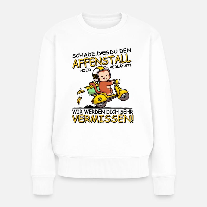 Wir werden dich vermissen - Jobwechsel - Frauen Premium Bio Pullover - Weiß