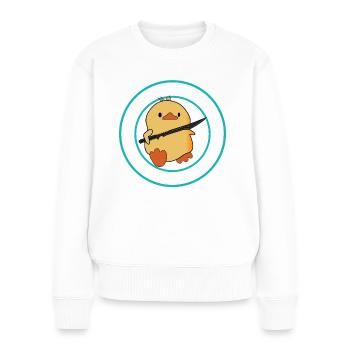 I choose violence - lustige Ente mit Schwert - Frauen Premium Bio Pullover - Weiß - Vorne - Julia (174cm)
