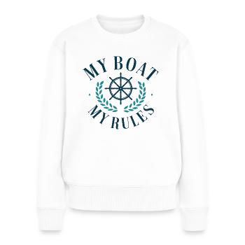 Mein Boot Meine Regeln - Frauen Premium Bio Pullover - Weiß - Vorne - Julia (174cm)