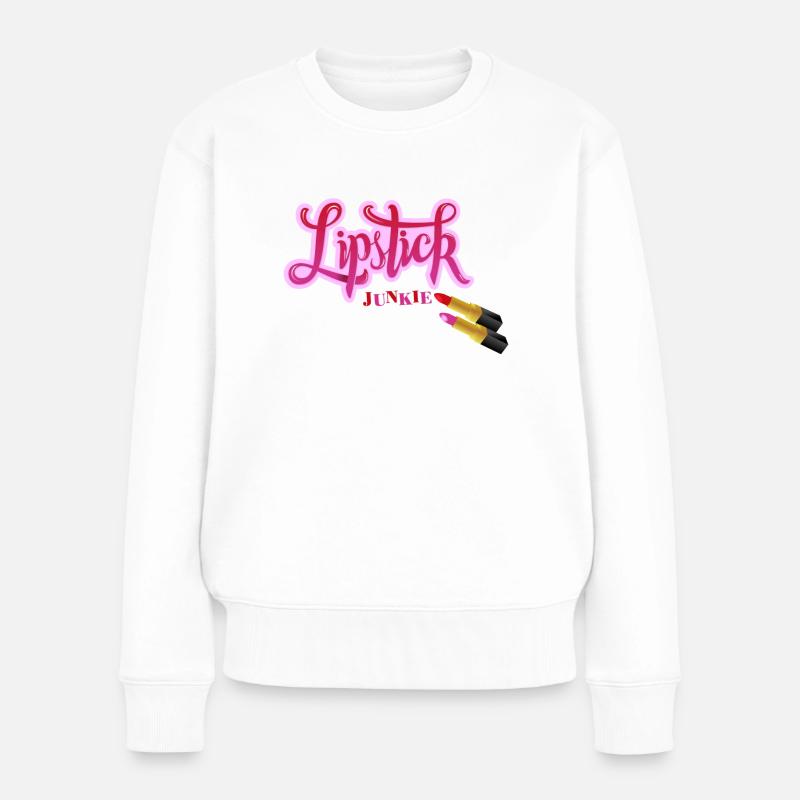 Lippenstift verliebt - Frauen Premium Bio Pullover - Weiß