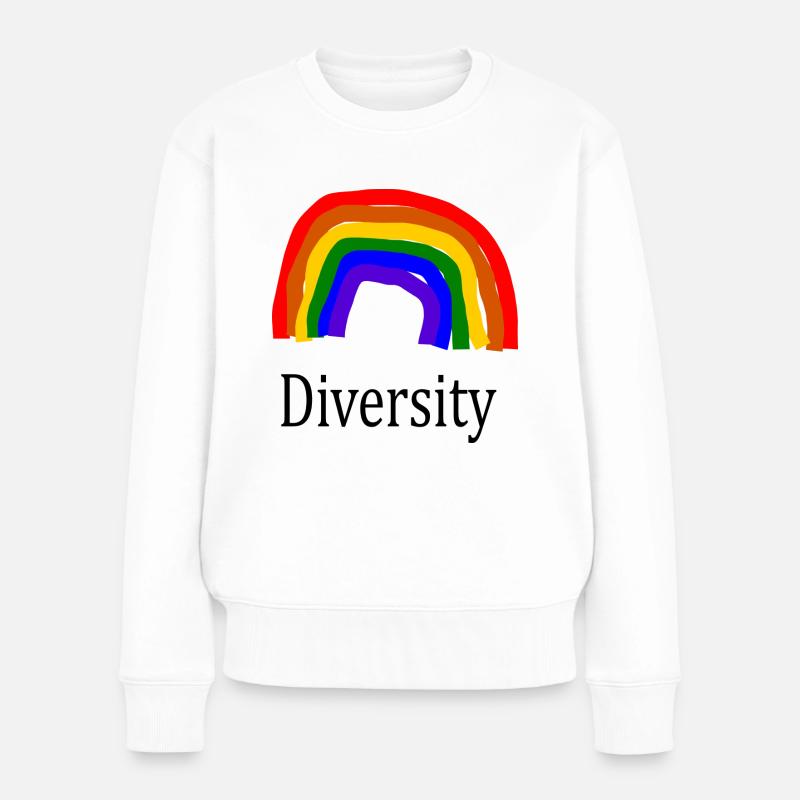 Regenbogen Diversity bunt kreativ - Frauen Premium Bio Pullover - Weiß