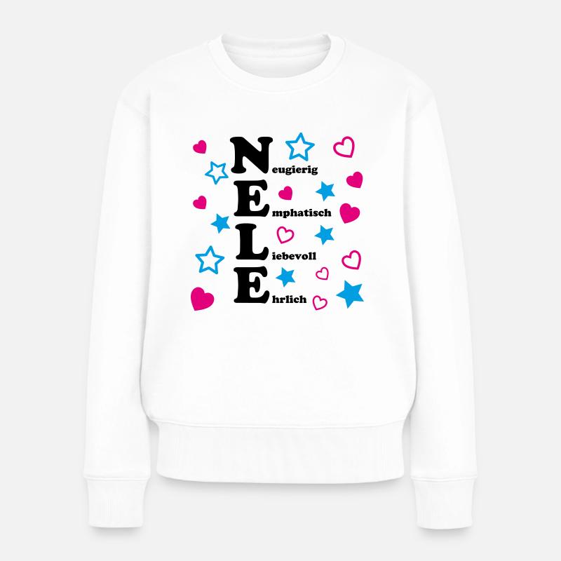 Nele - Frauen Premium Bio Pullover - Weiß