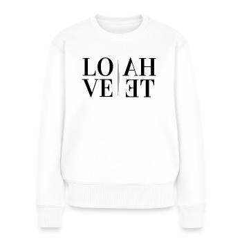 LOVE HATE - Pull Premium bio Femme - blanc - Devant - Julia (174cm)