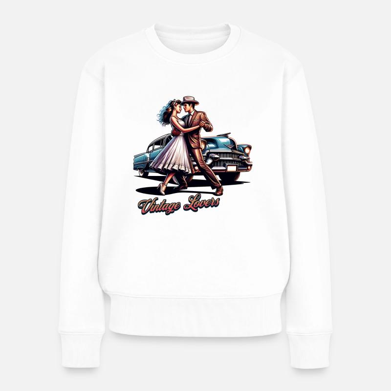 Vintage Lovers Dance, Retro - Frauen Premium Bio Pullover - Weiß