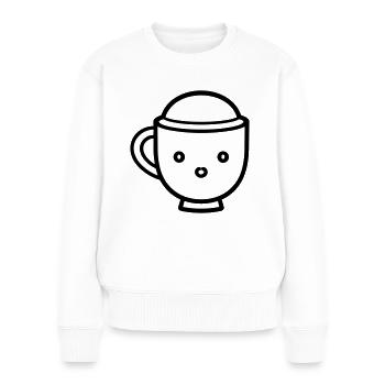 Kaffeebecher - Frauen Premium Bio Pullover - Weiß - Vorne - Julia (174cm)