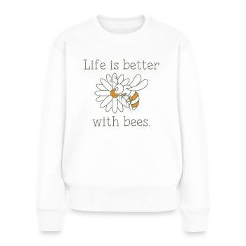 La vie est meilleure avec les abeilles - Pull Premium bio Femme - blanc - Devant - Julia (174cm)