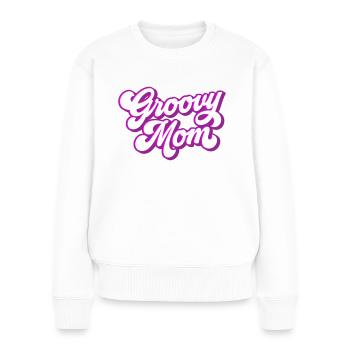 Groovy Maman | Les couleurs peuvent être modifiées | - Pull Premium bio Femme - blanc - Devant - Julia (174cm)