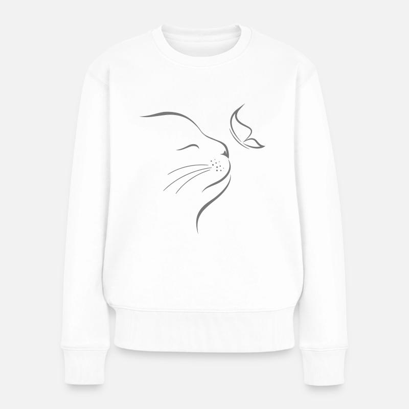 cat butterfly - Pull Premium bio Femme - blanc