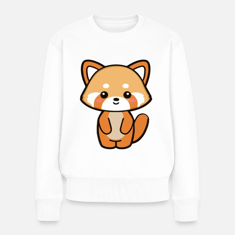 Dessin animé panda roux kawaii - Pull Premium bio Femme - blanc