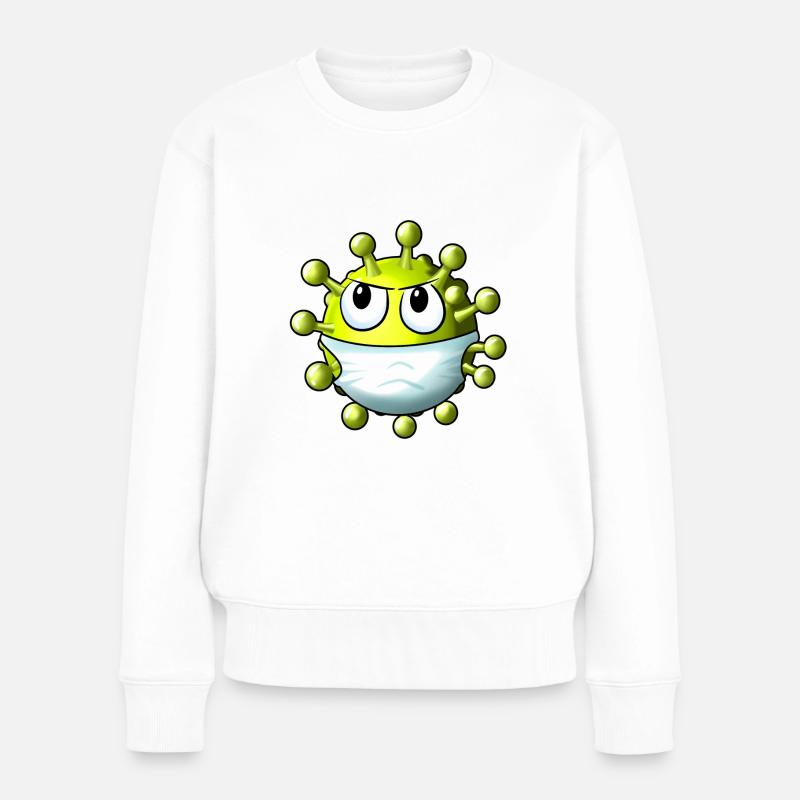 Cartoon Corona Virus - Frauen Premium Bio Pullover - Weiß