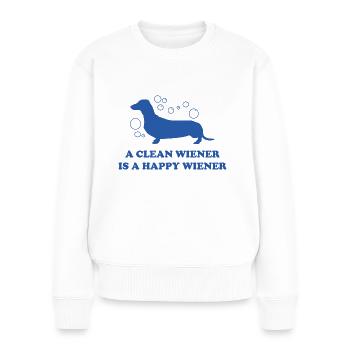 Ein sauberer Wiener ist ein glücklicher Wiener - Frauen Premium Bio Pullover - Weiß - Vorne - Julia (174cm)