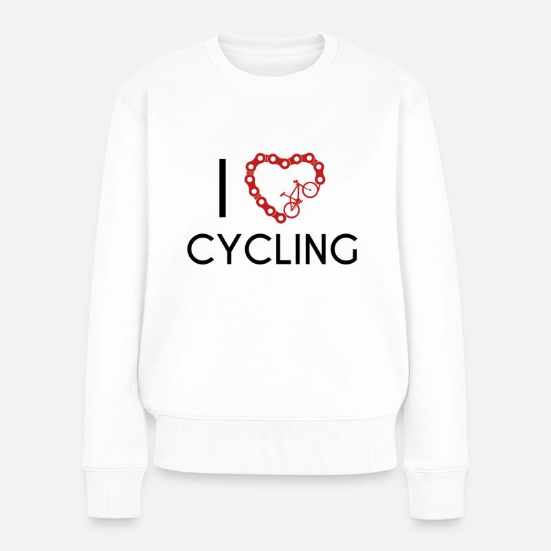 I Love Cycling - Frauen Premium Bio Pullover - Weiß