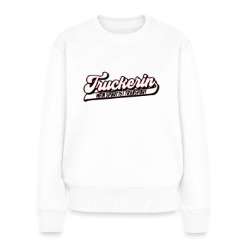 Truckerin ... Sport ist Transport Farben änderbar - Frauen Premium Bio Pullover - Weiß - Vorne - Julia (174cm)