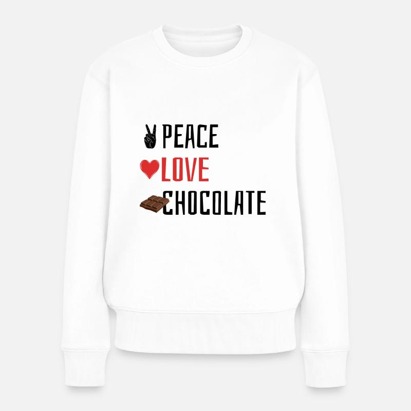 Peace Love Chocolat - Cœur - Pull Premium bio Femme - blanc