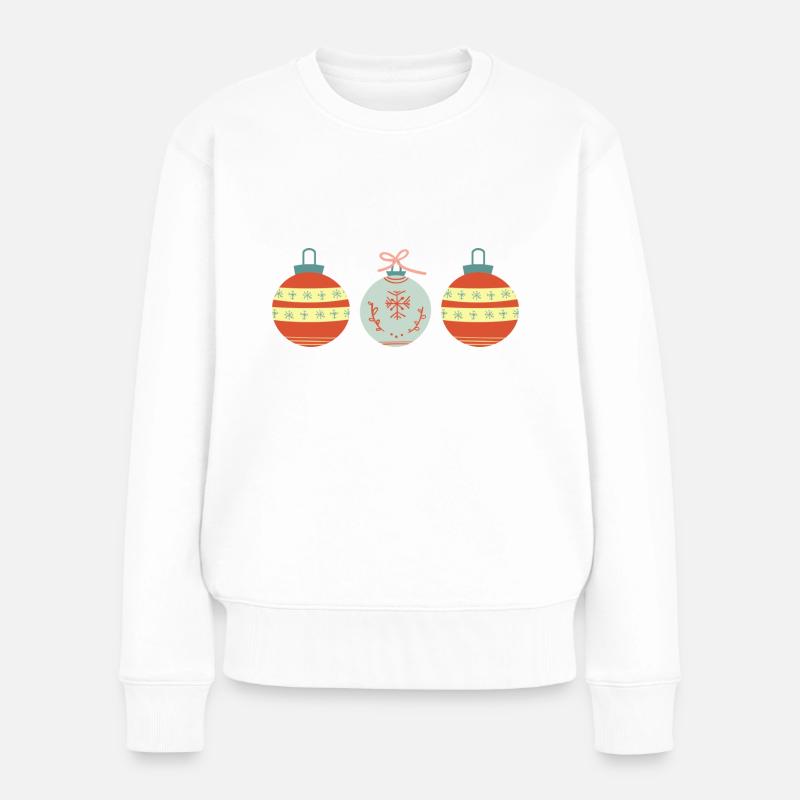 Weihnachtsbaumkugeln - Frauen Premium Bio Pullover - Weiß