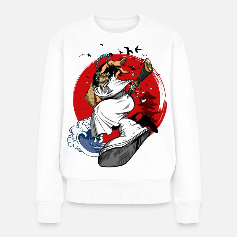 Hip-Hop Samurai - Frauen Premium Bio Pullover - Weiß
