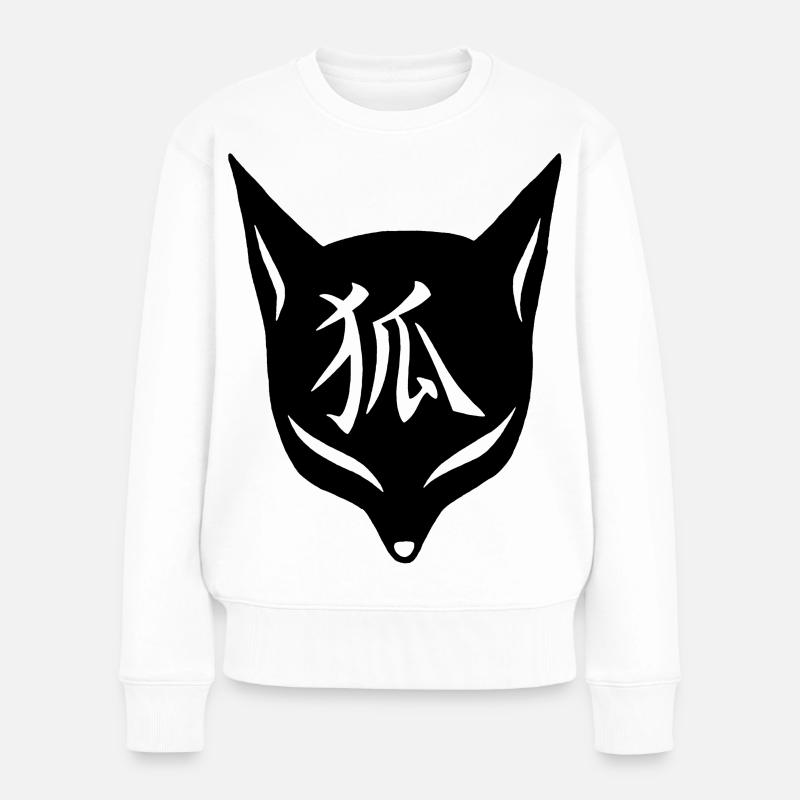 Schwarzer Fuchs manga - Frauen Premium Bio Pullover - Weiß