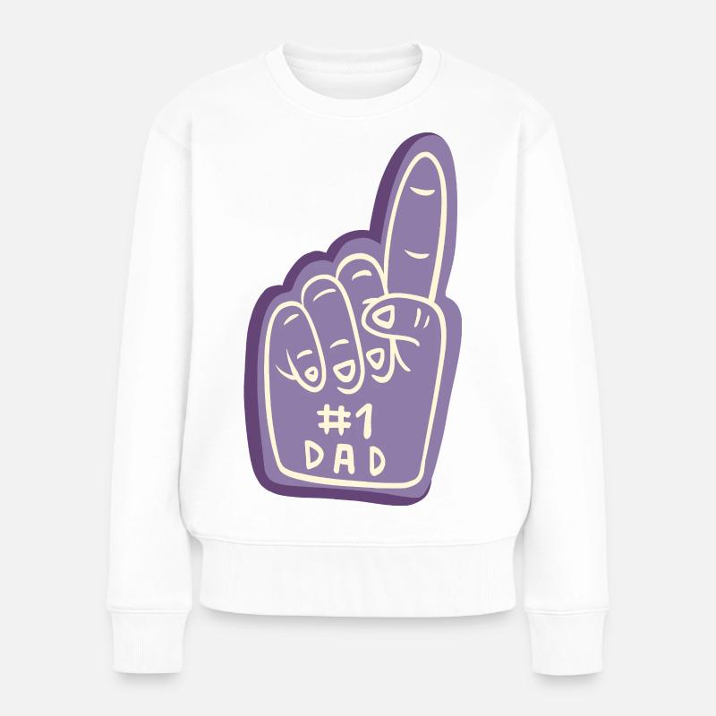 #1 Dad Fanhand Design - Frauen Premium Bio Pullover - Weiß