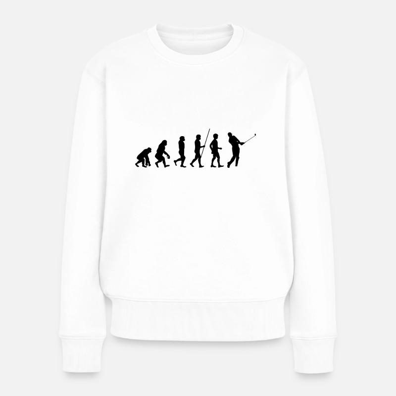 Golfer Golfen Golf Evolution schwarz - Frauen Premium Bio Pullover - Weiß