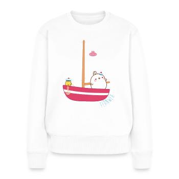 Molang Piu Piu Segeln Fernweh - Frauen Premium Bio Pullover - Weiß - Vorne - Julia (174cm)