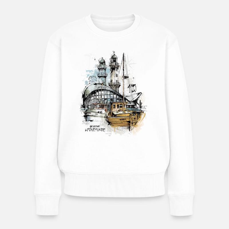 Scène de Warnemünde Teepott - Pull Premium bio Femme - blanc