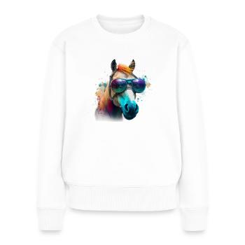 Cooles Freches Graffiti Pferd Pferdeliebhaber - Frauen Premium Bio Pullover - Weiß - Vorne - Julia (174cm)