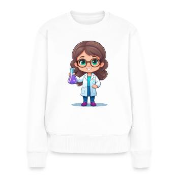 Chemikerin oder Laborantin oder Wissenschaftlerin - Frauen Premium Bio Pullover - Weiß - Vorne - Julia (174cm)