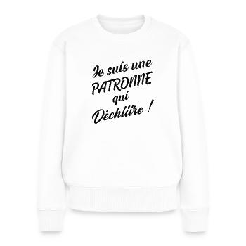 LA PATRONNE QUI DÉCHIRE - Pull Premium bio Femme - blanc - Devant - Julia (174cm)