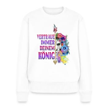 Löwin Pärchen Design! - Frauen Premium Bio Pullover - Weiß - Vorne - Julia (174cm)