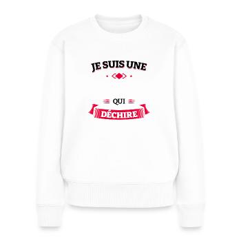 PERSONNALISER QUI DÉCHIRE - Pull Premium bio Femme - blanc - Devant - Julia (174cm)