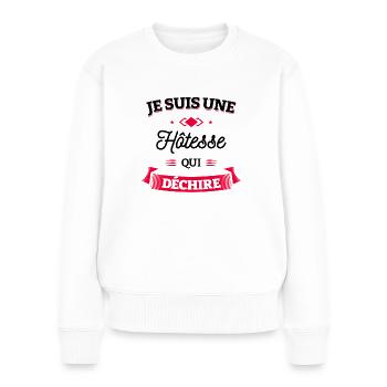 HÔTESSE QUI DÉCHIRE - Pull Premium bio Femme - blanc - Devant - Julia (174cm)