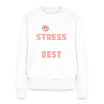 Faites le stress de la noix Faites de votre mieux - Pull Premium bio Femme - blanc - Devant - Julia (174cm)