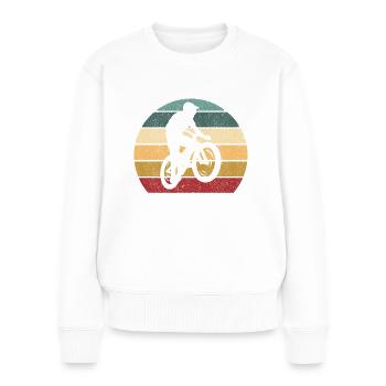 Mountain Bike Outfits Mountainbiker Vintage Design - Frauen Premium Bio Pullover - Weiß - Vorne - Julia (174cm)