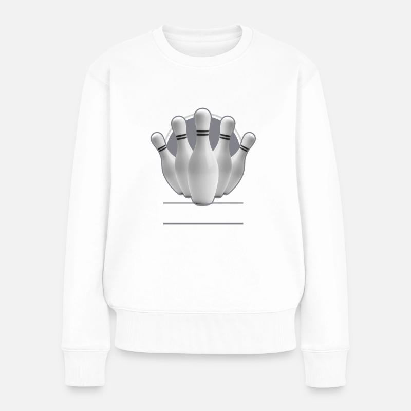 Lustiges Bowling - Frauen Premium Bio Pullover - Weiß