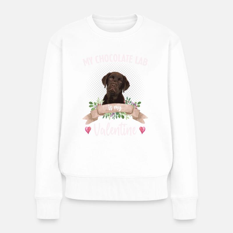 Brauner Labrador Valentinstag - Frauen Premium Bio Pullover - Weiß