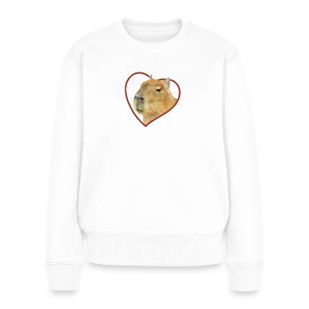 Capybara Coeur Capybara - Pull Premium bio Femme - blanc - Devant - Julia (174cm)