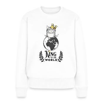 King of the World: Cat Mounted on Globe - Women's Premium Organic Jumper - white - Front - Julia (174cm)