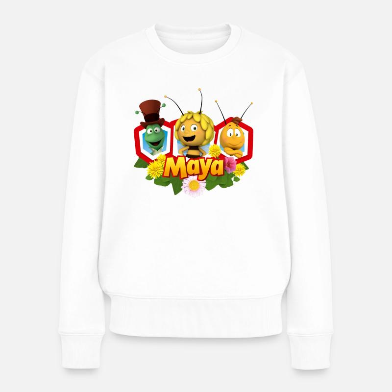 Biene Maja, Willy und Flip - Frauen Premium Bio Pullover - Weiß