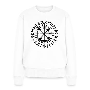 Wikinger Kompass Vegvisir II - Frauen Premium Bio Pullover - Weiß - Vorne - Julia (174cm)