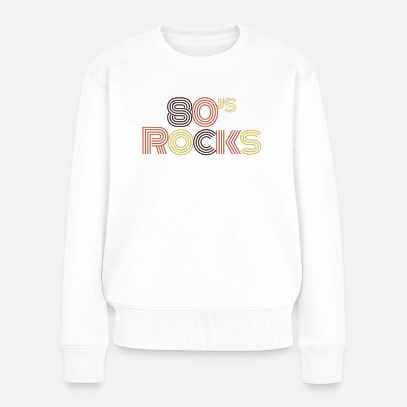 80er Jahre - Frauen Premium Bio Pullover - Weiß