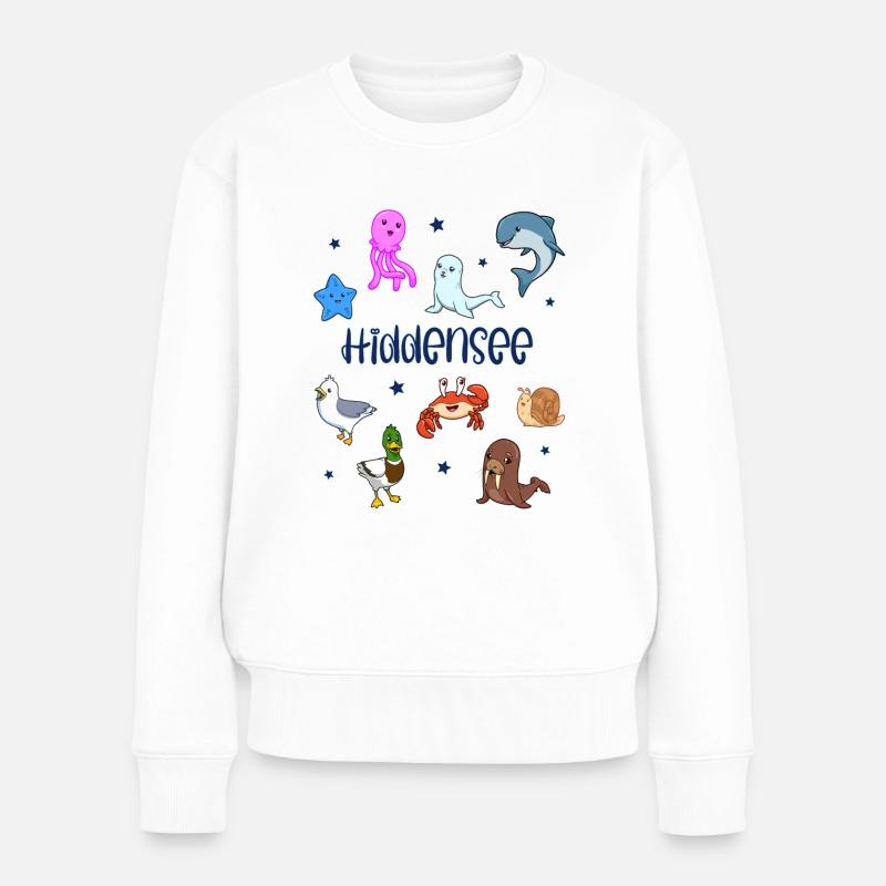 Süße Tiere in Hiddensee - Frauen Premium Bio Pullover - Weiß