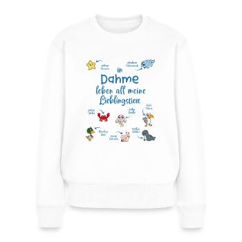 Meine Lieblingstiere in Dahme - Frauen Premium Bio Pullover - Weiß - Vorne - Julia (174cm)