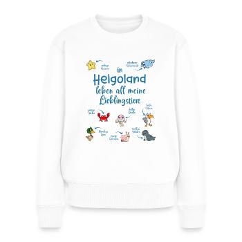 Meine Lieblingstiere in Helgoland - Frauen Premium Bio Pullover - Weiß - Vorne - Julia (174cm)